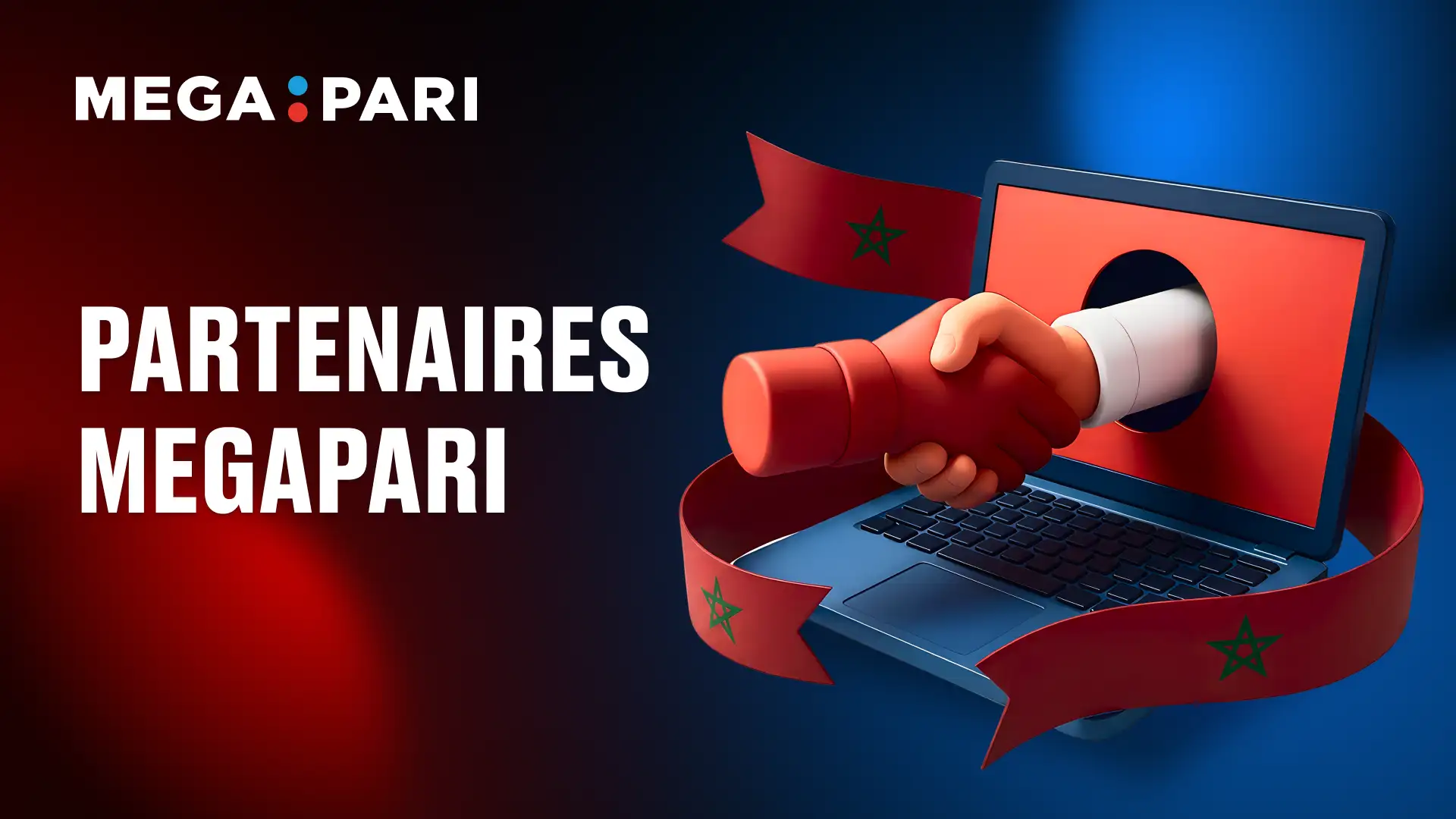 Poignée de main via un ordinateur symbolisant le programme d’affiliation Megapari au Maroc
