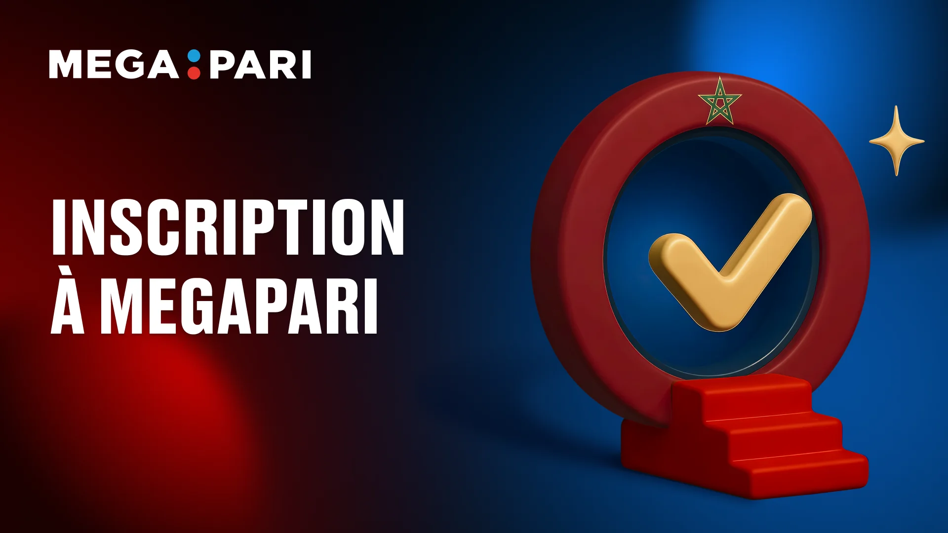 Interface Megapari sur téléphone avec le drapeau du Maroc pour le processus d’inscription